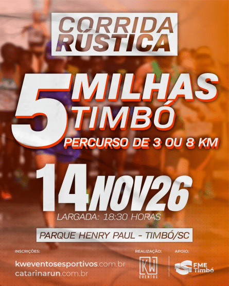 Corrida Rústica 5 Milhas Timbó 2026